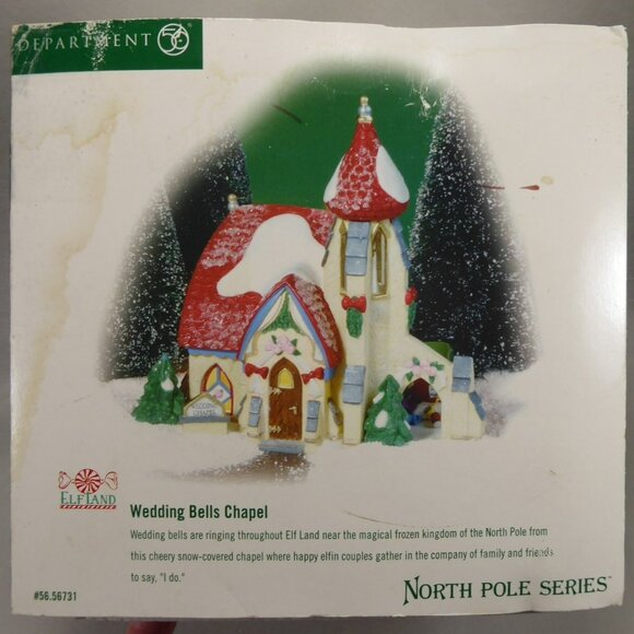 Dept 56 Wedding Bells Chapel Elf Land North Pole Series Christmas House Village - Picture 9 of 11
